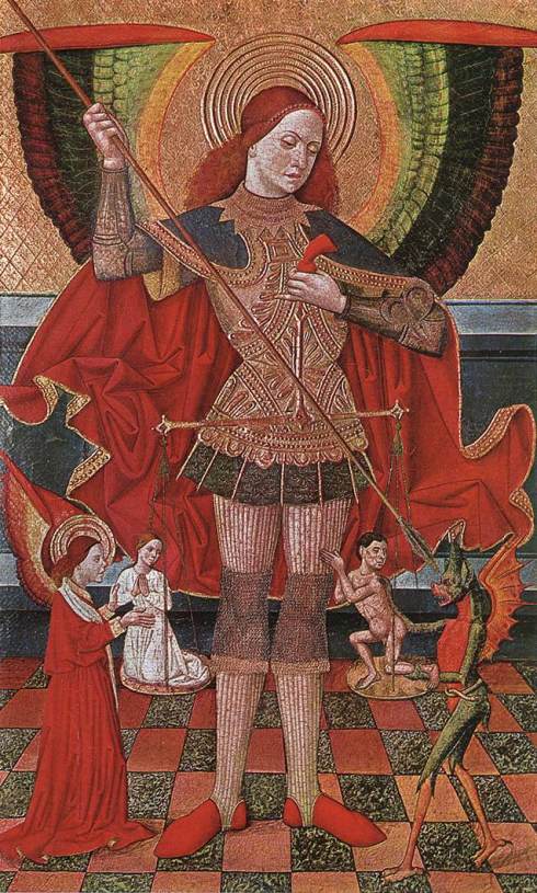 Juan de la Abadia (active / attivo 1470-1490 in Huesca), “The Archangel Michael” / “L’Arcangelo Michele”, ca. 1490, Tavola / Wood, 127 x 78 cm, Museu Nacional d’Art de Catalunya, Barcelona